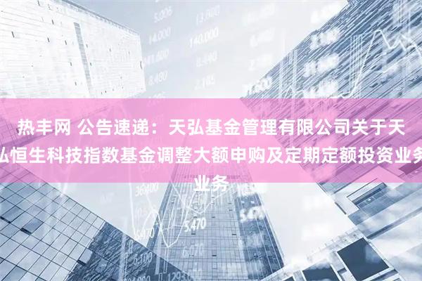 热丰网 公告速递：天弘基金管理有限公司关于天弘恒生科技指数基金调整大额申购及定期定额投资业务